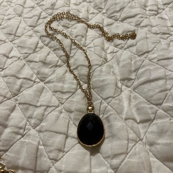 Stella Dot Sanibel Reversible Necklace Quartzite Faceted Glass Pendant - Picture 2 of 5